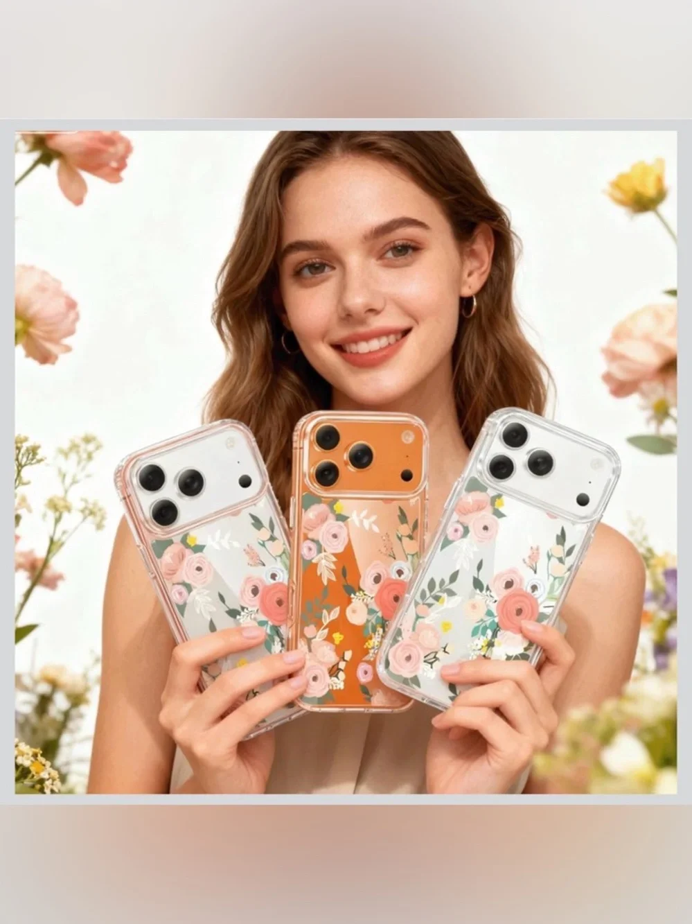 NWT~ iPhone 17 Pro Max Clear Floral Shockproof Case